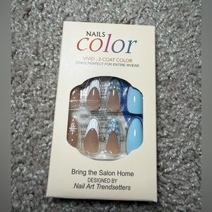 Nail Color Set with Brown and Blue Shades